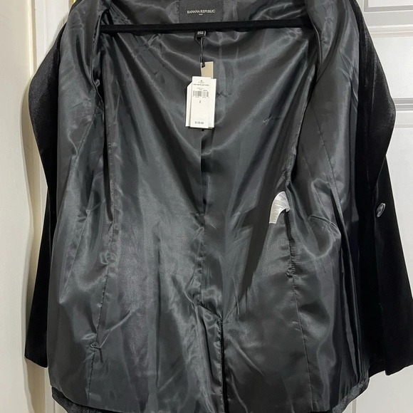 Banana Republic Velvet Black Blazer One Button Oversized Lined NWT - Picture 3 of 4